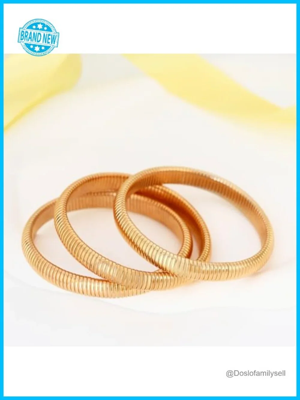 3pc Stretchy Snake Chain Bangle Bracelet Set Gold Filled Stainless Steel